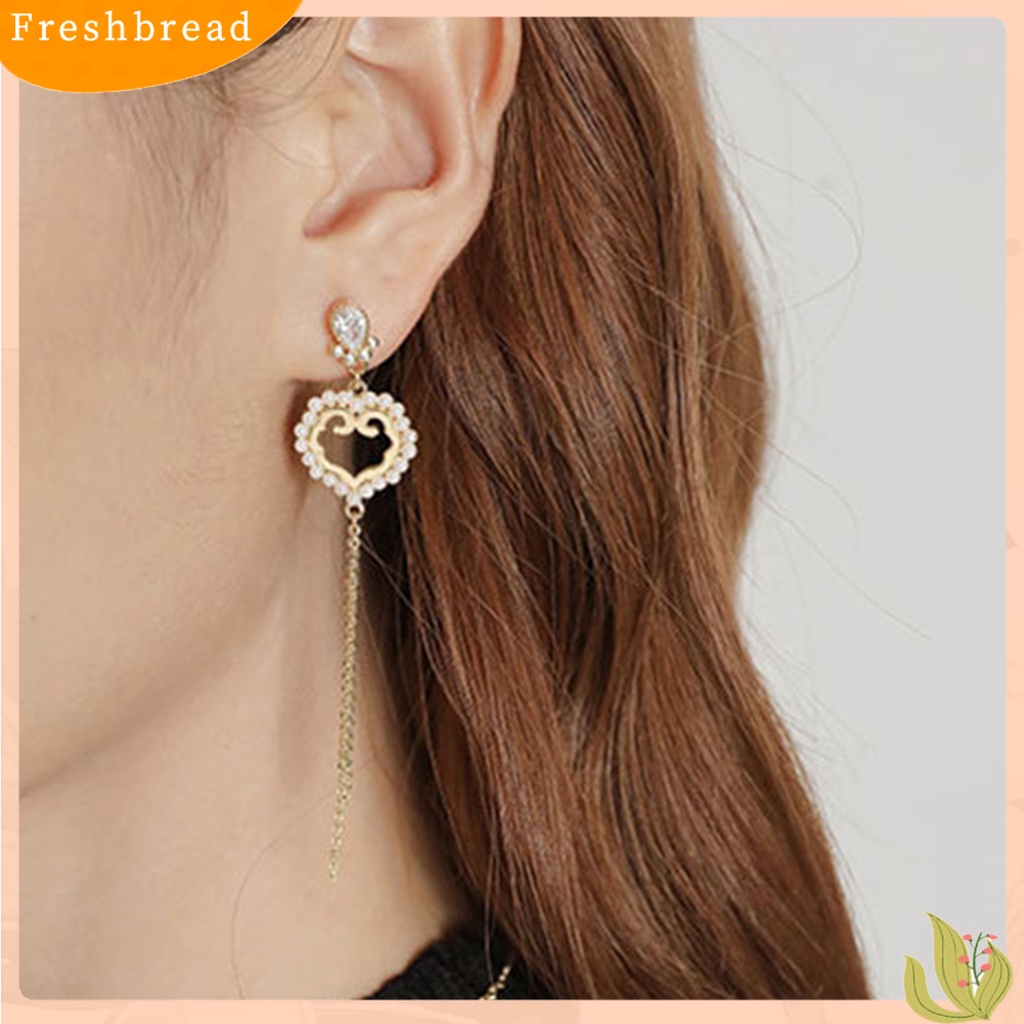 < Freshbread > 1pasang Anting Tusuk Rumbai Panjang Bentuk Kipas Elegan Gaya China Untuk Pernikahan