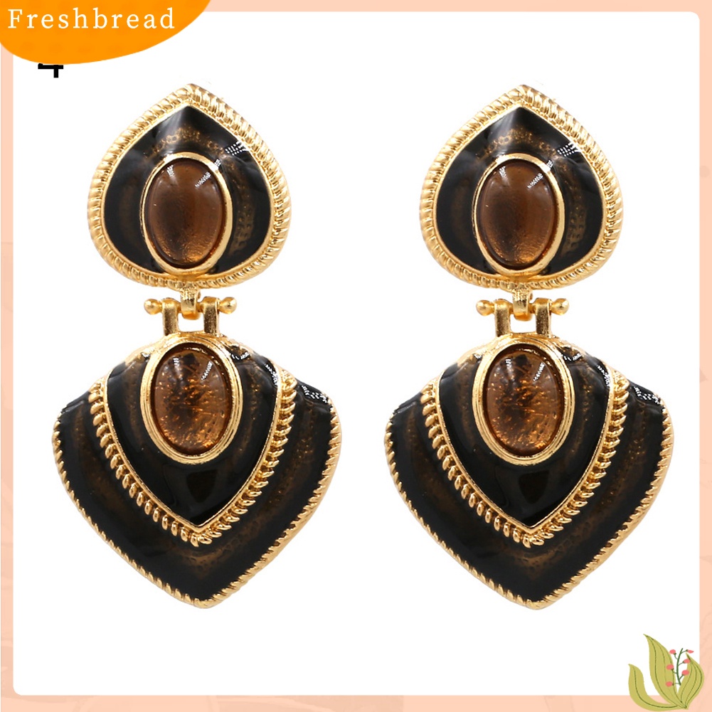 &lt; Freshbread &gt; Wanita Permata Imitasi Hias Enamel Hati Menjuntai Multicolor Stud Earrings Perhiasan Hadiah