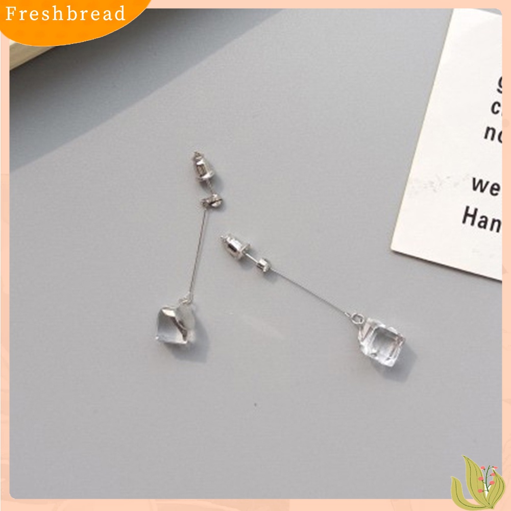 < Freshbread > Wanita Transparan Kubikal Berlian Imitasi Bar Menjuntai Ear Stud Earrings Perhiasan Hadiah