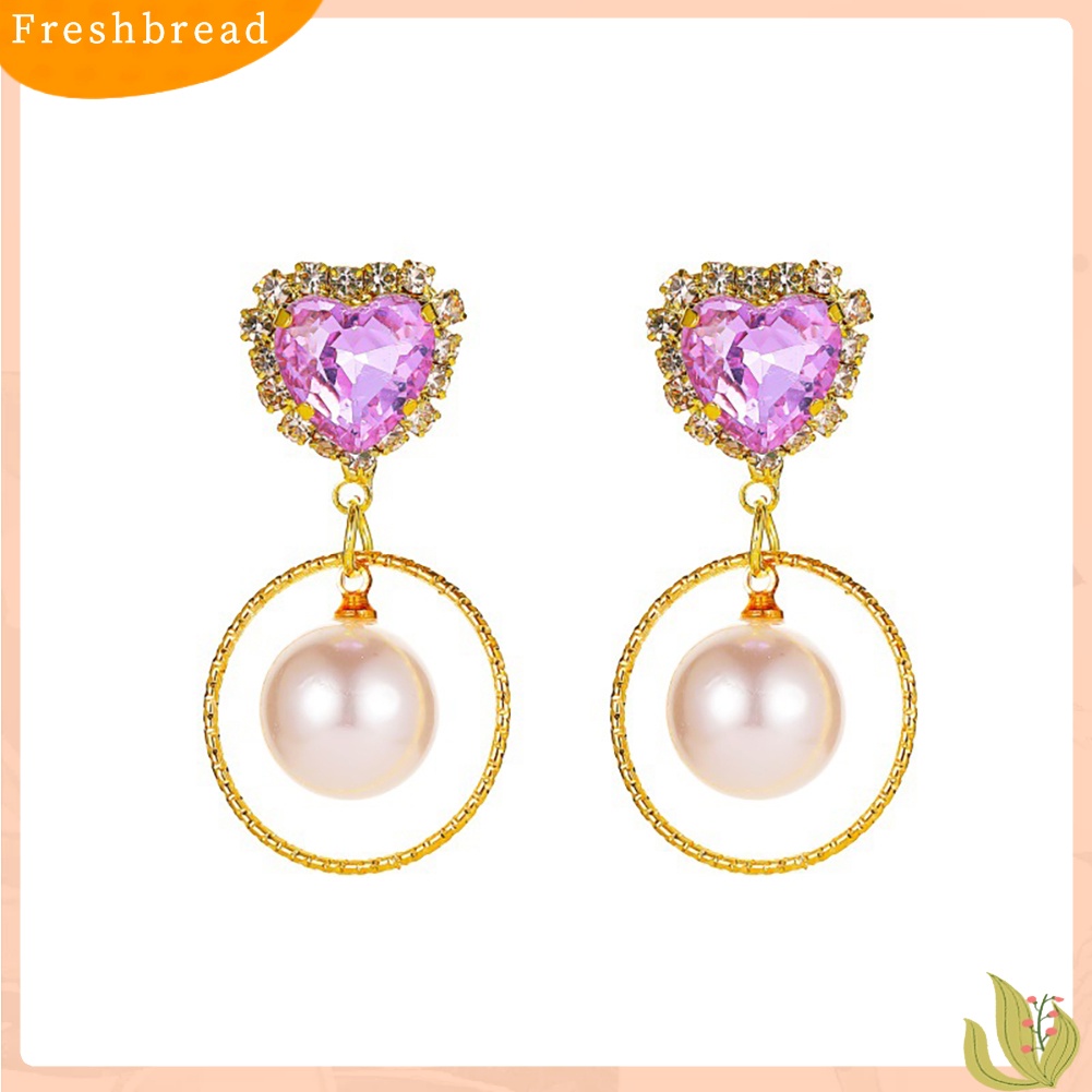 &lt; Freshbread &gt; Wanita Elegan Gradien Warna Faux Crystal Cubic Zirconia Anting Panjang Perhiasan