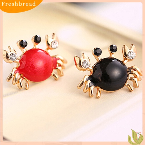 &lt; Freshbread &gt; Wanita Kehidupan Laut Kepiting Berlian Imitasi Ear Studs Golden Alloy Earrings Fashion Jewelry