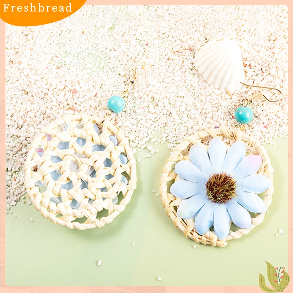 &lt; Freshbread &gt; 1pasang Drop Earrings Lingkaran Bunga Wanita Gaya Liburan Geometris Anting Perhiasan Hadiah