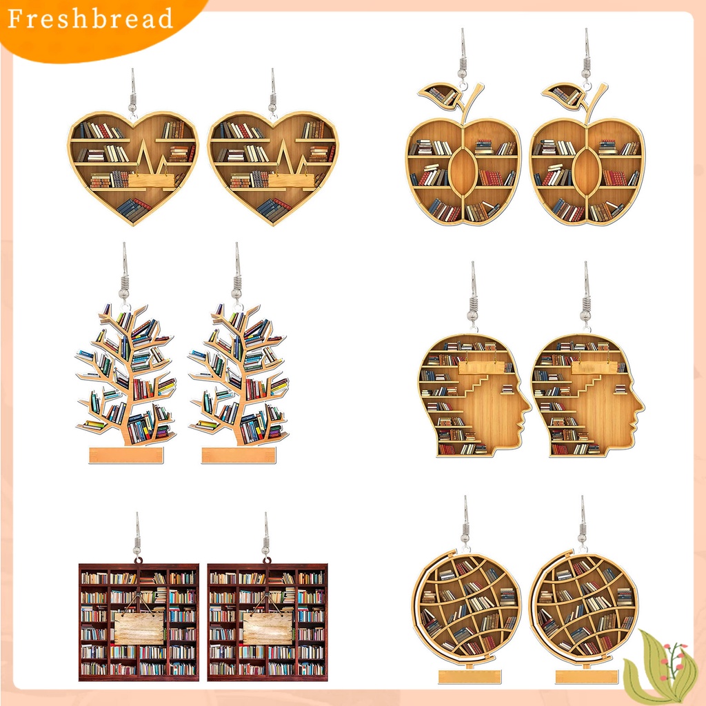 &lt; Freshbread &gt; 1pasang Tindik Unik Serbaguna Drop Earrings Vintage Book Lover Heart Librarian Hook Earrings Aksesoris Perhiasan