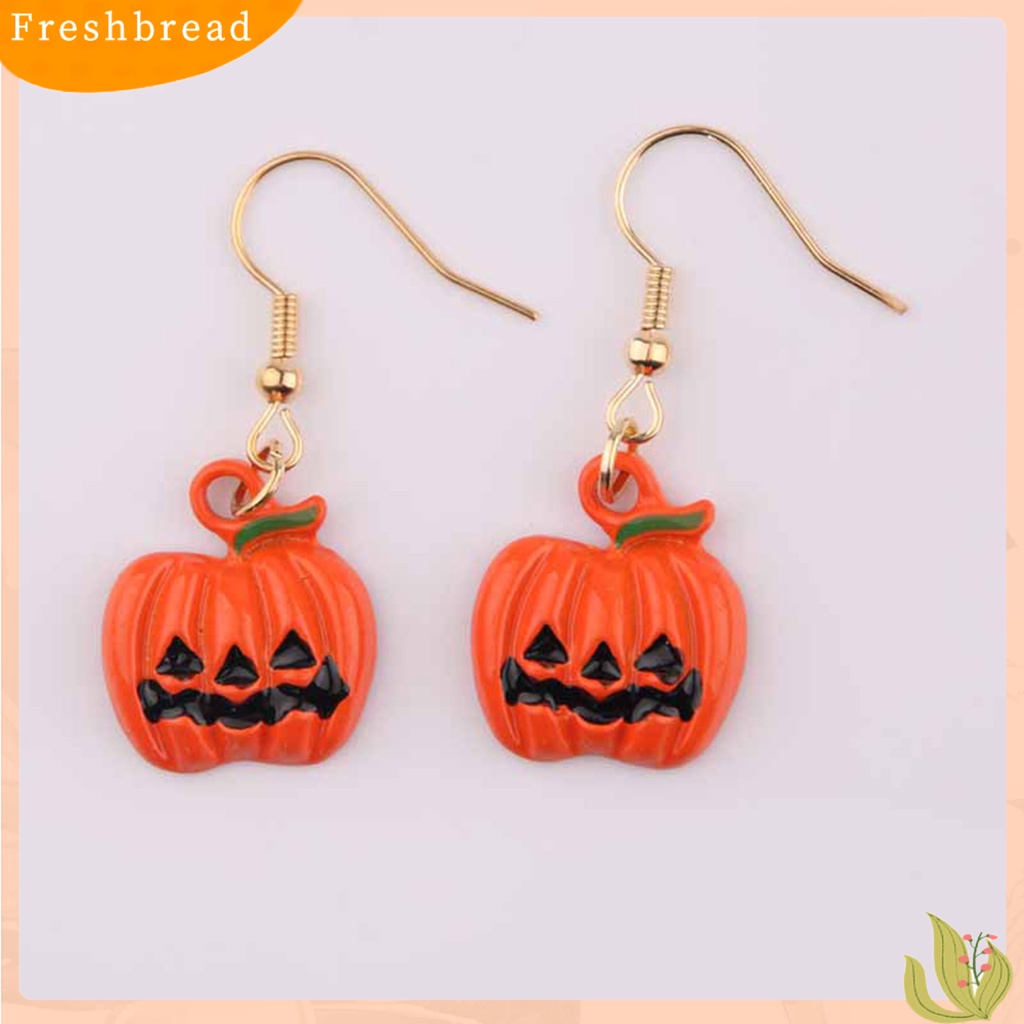 &lt; Freshbread &gt; 1pasang Hantu Lucu Halloween Anting Paduan Topi Labu Sapu Drop Hook Anting Perhiasan Pesta