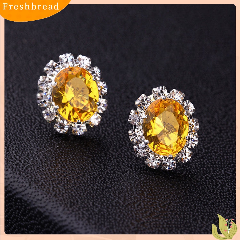 &lt; Freshbread &gt; Fashion Wanita Lady Elegan Berlian Imitasi Bunga Ear Stud Earrings Hadiah Perhiasan