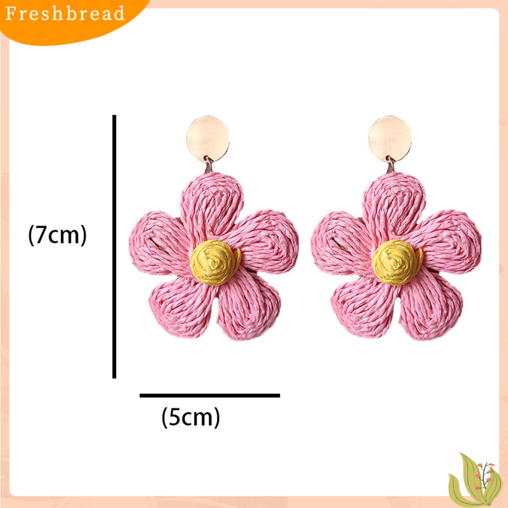 &lt; Freshbread &gt; 1pasang Anting Wanita Bunga Warna Cerah Perhiasan Gaya Liburan Floral Drop Earrings Untuk Liburan