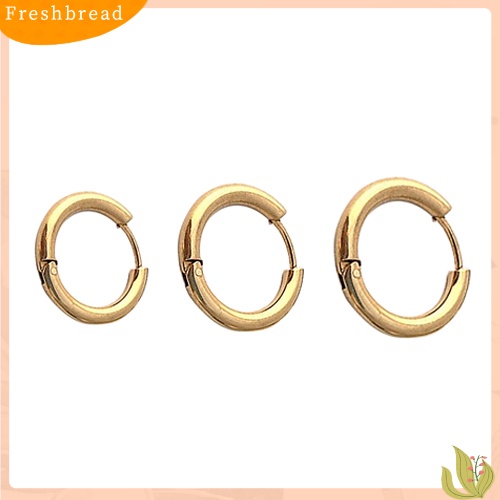 &lt; Freshbread &gt; 1Pc 16/21/23mm Gothic Punk Sederhana Baja Titanium Hoop Earring Tindik Anting