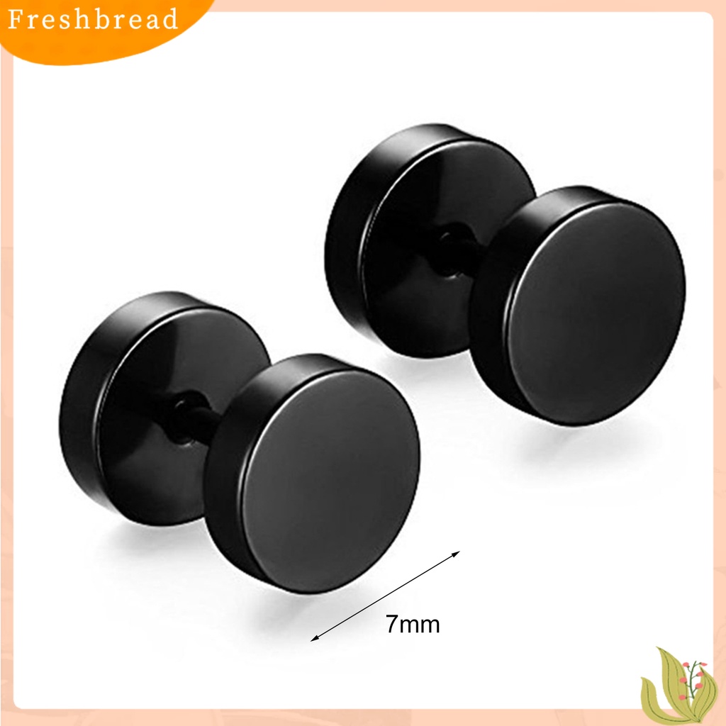 &lt; Freshbread &gt; 1pasang Tindik Bentuk Halter Pria Anting Ramah Kulit Electroplating Punk Ear Studs Perhiasan Bergaya