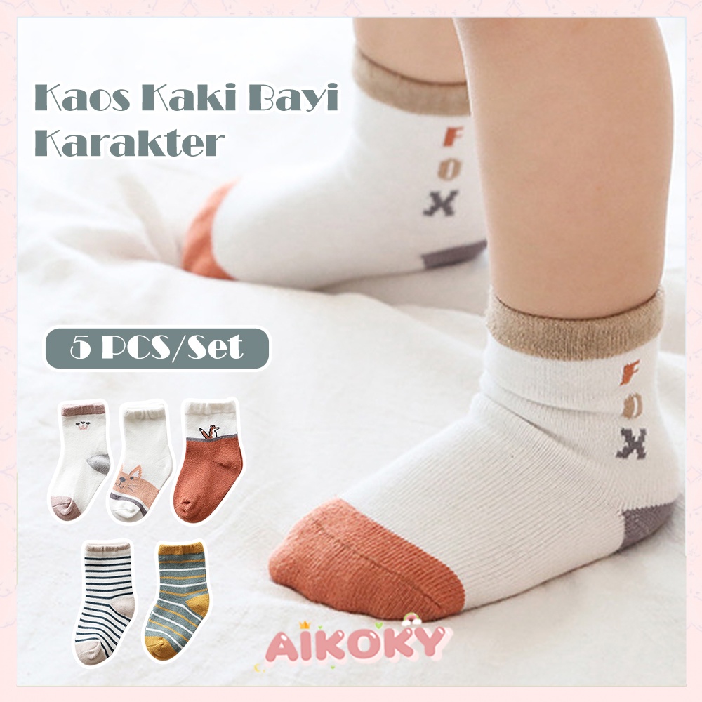 Aikoky Kaos Kaki Bayi Karakter 5 PCS/Set
