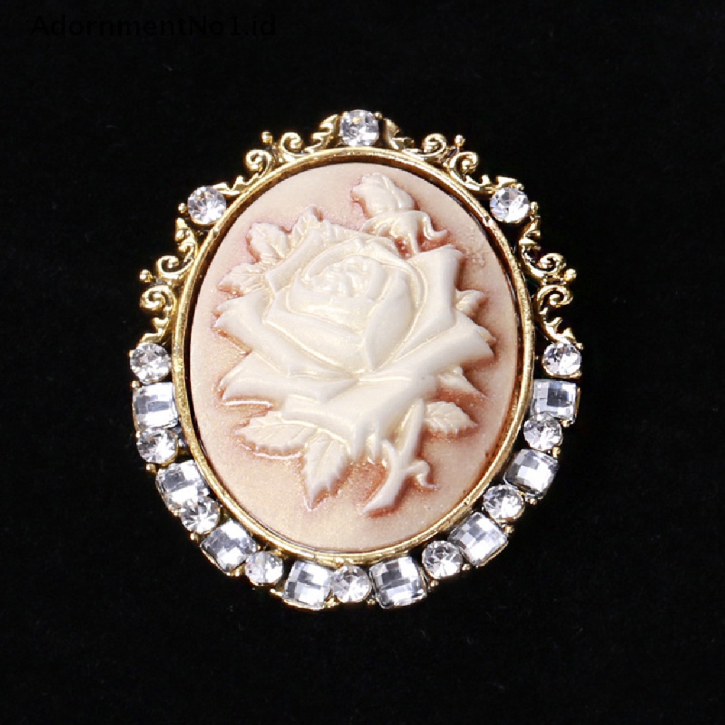 [AdornmentNo1] 1pc Bros Bunga Mawar Relief Vintage Wanita Berkilau Berlian Imitasi Brooch Pin [ID]