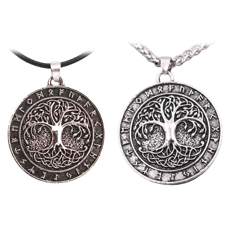 Viking Odin Norse Amulet Rune Trinity Knot Kalung Wicca Pohon Kehidupan Necklaces Jewelry