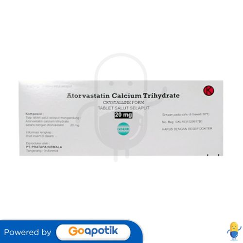 ATORVASTATIN CALCIUM TRIHYDRATE PRATAPA NIRMALA 20 MG BOX 30 TABLET