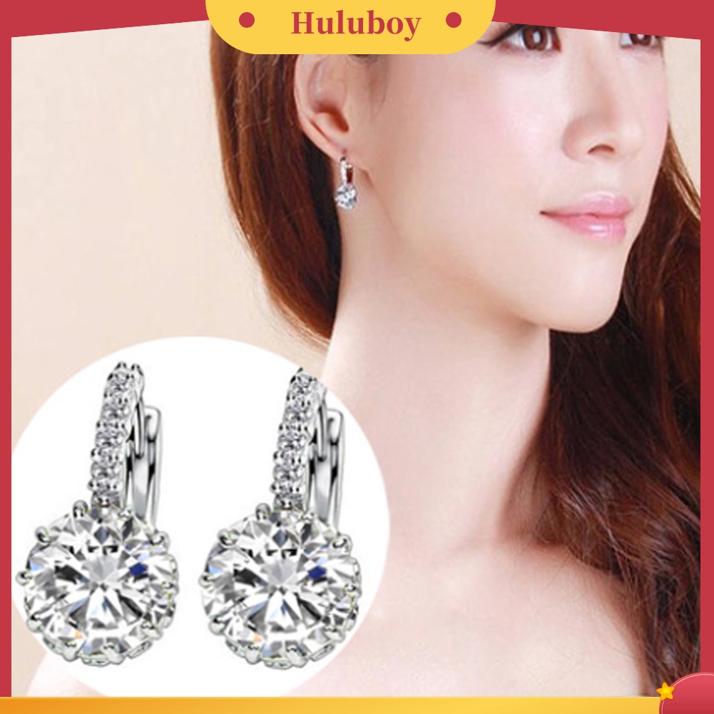 {Ready Stock} Wanita Bulat Cubic Zirconia Hias Huggie Hoop Earings Piercing Perhiasan Hadiah