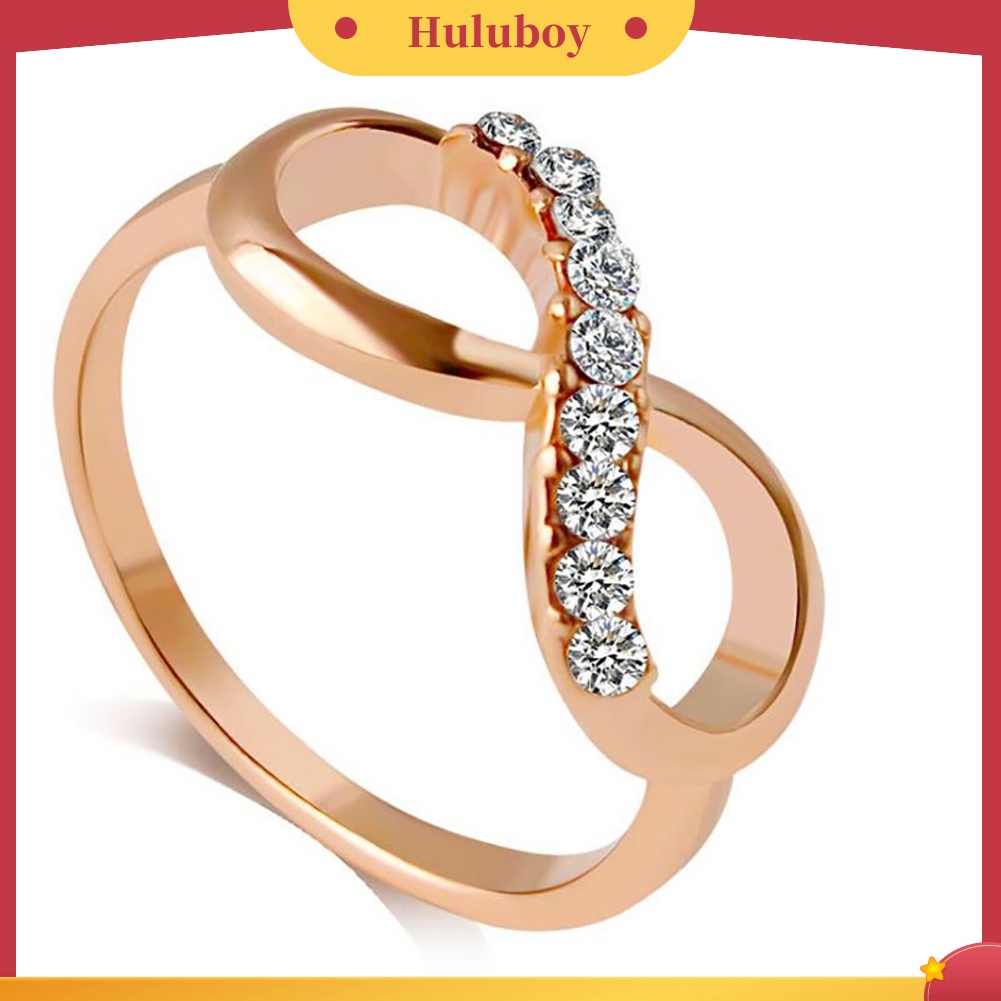 {Ready Stock} Mewah8 Infinity Zirkon Bertatahkan Cincin Pernikahan Pesta Malam Wanita Jari Perhiasan