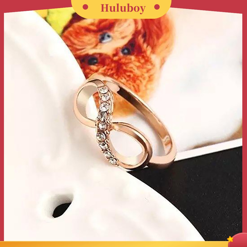 {Ready Stock} Mewah8 Infinity Zirkon Bertatahkan Cincin Pernikahan Pesta Malam Wanita Jari Perhiasan