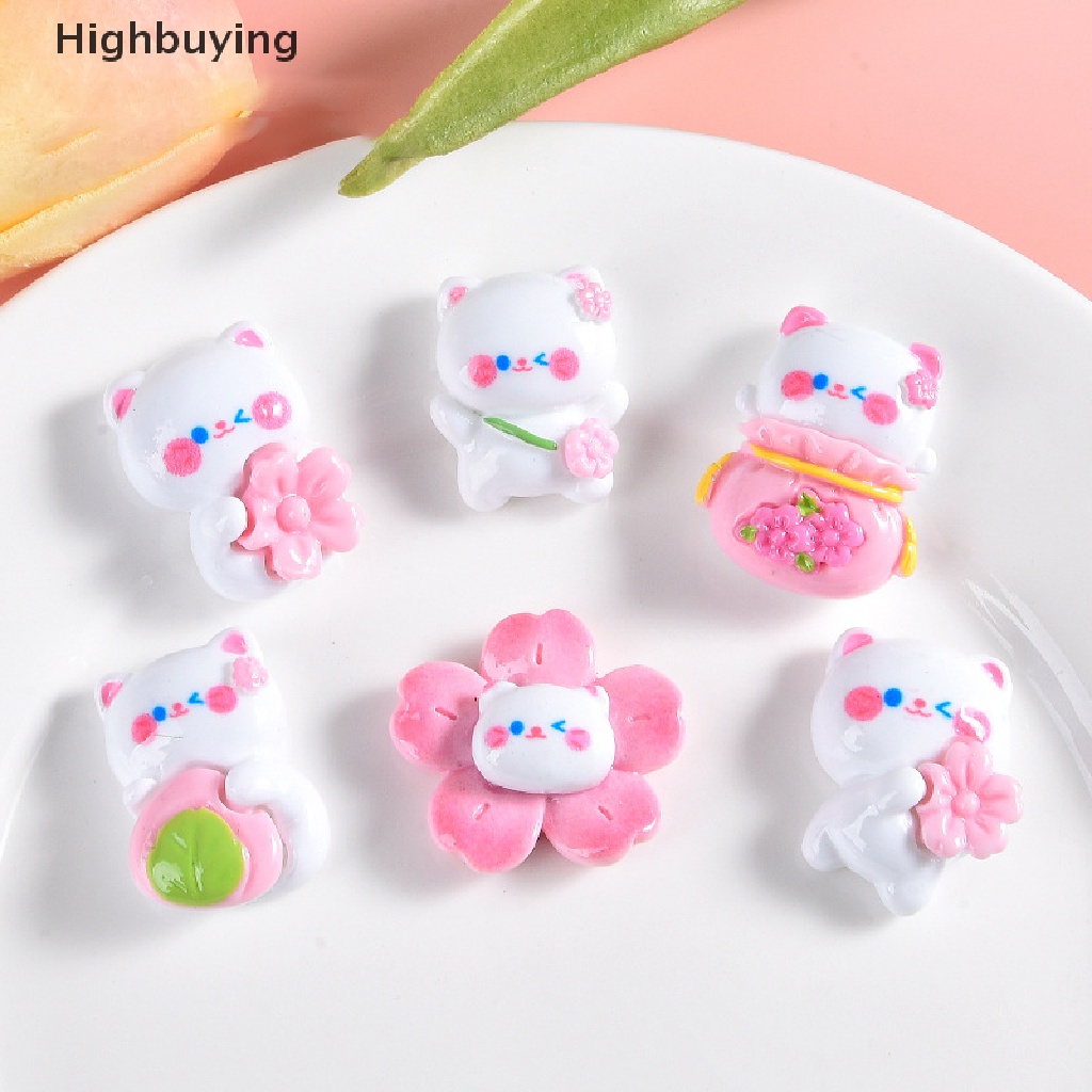 Hbid 10 Pcs Kartun Ransel Bunga Sakura Kucing Resin Aksesoris Datar Kembali Scrapbooking DIY Perhiasan Craft Dekorasi Phone Case Kulkas Stiker Glory