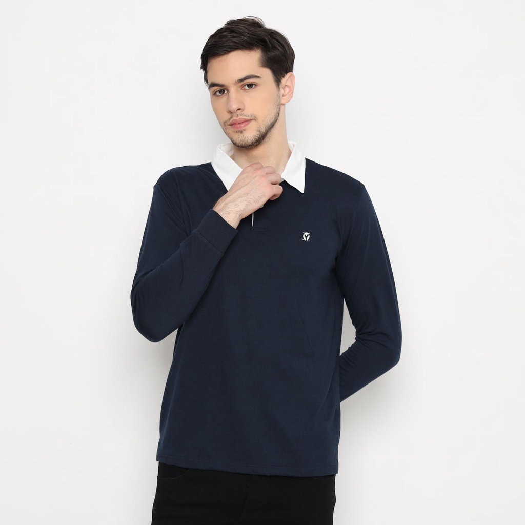 MATSUDA Fujidera Kaos Rugby Polo Shirt Pria Lengan Panjang