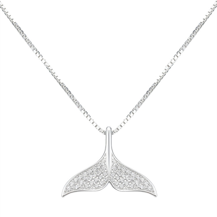 Goldkingdom Fashion Perhiasan Aksesoris Ready Stock Fishtail Dolphin Kalung Wanita Temperamen Sederhana Berlian Mikro Klavikula Rantai Elven Tear Pendant