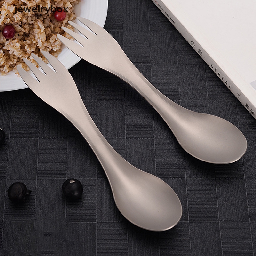 [jewelrybox] Sendok Spork Titanium Outdoor Camping Piknik Dual purpose Titanium Fork Spoon Ultralight Cookware Peralatan Camping Portabel Butik