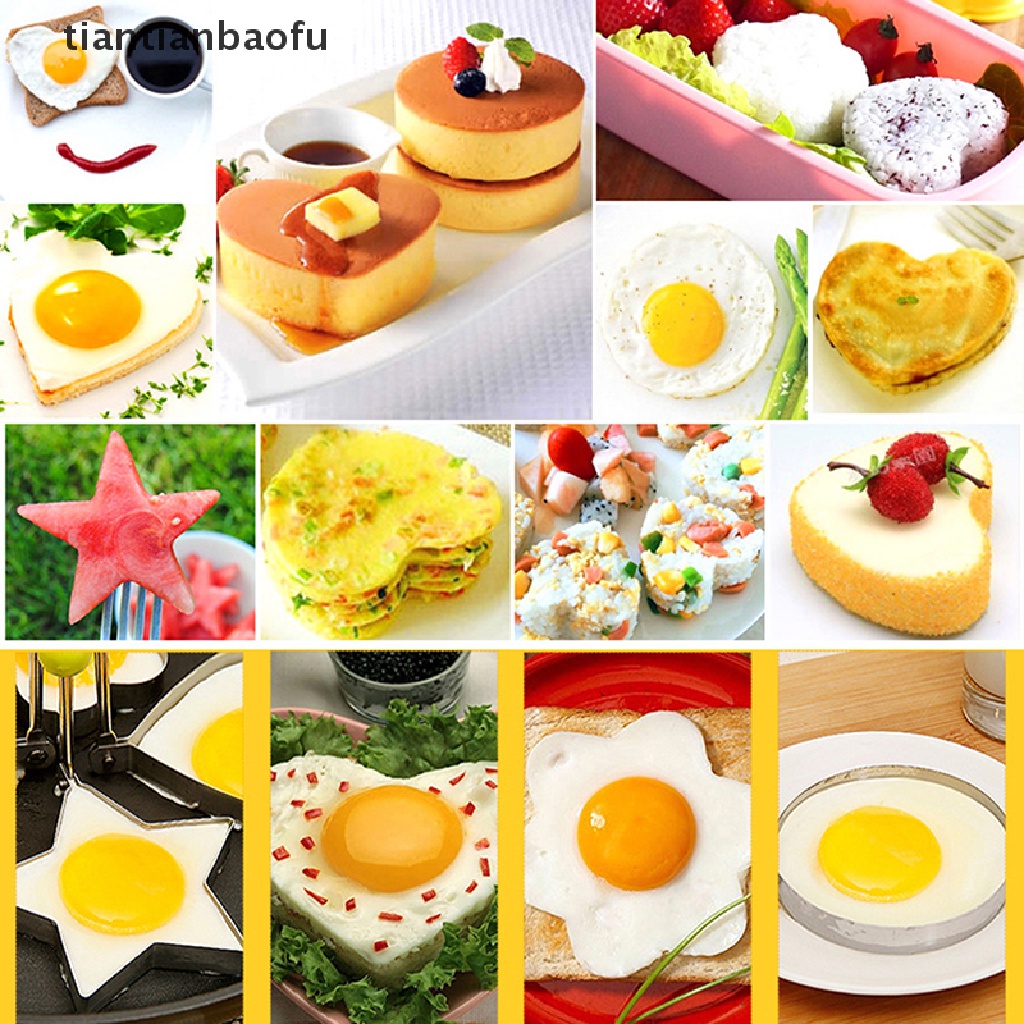 [tiantianbaofu] Stainless Steel Telur Goreng Pancake Shaper Omelette Mold Frying Alat Masak Butik