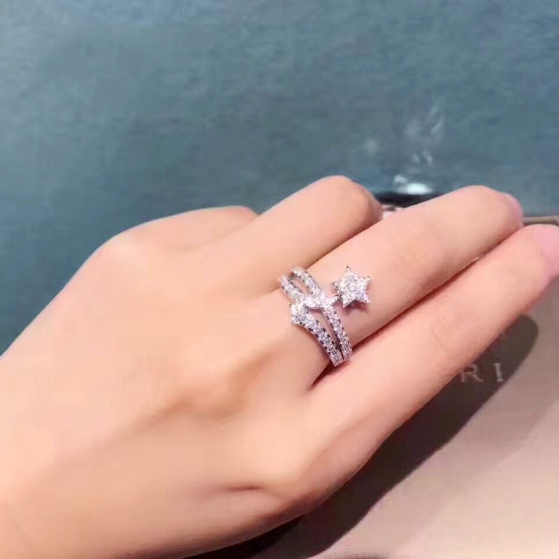 Goldkingdom Aksesoris Perhiasan Fashion Ready Stock Kreatif Micro Set Lima Titik Bintang Cincin Fashion Pertunangan Cincin Perempuan