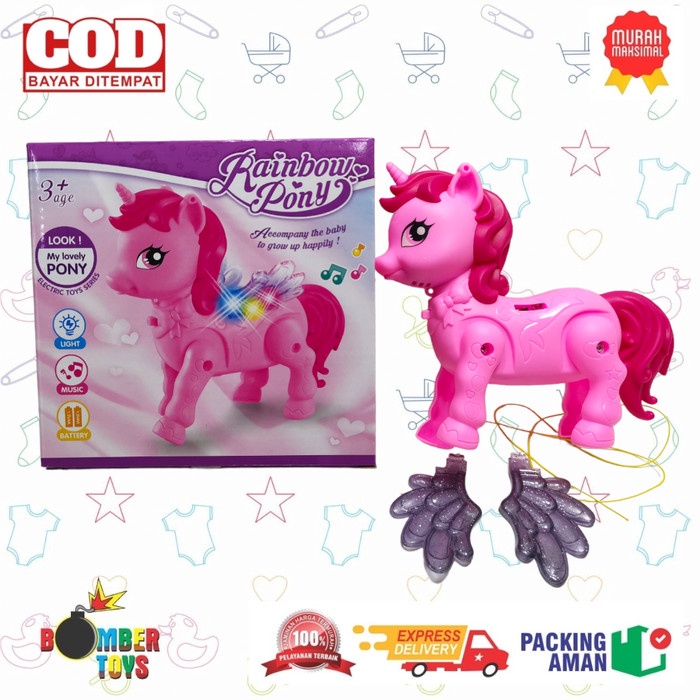 MAINAN KUDA RAINBOW PONY WALKING LITTLE CUTE LOVELY ELECTRIC TOYS KADO