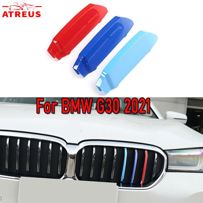 3pcs ABS Untuk 20212020 2019 2018 BMW G30 5seri Mobil Racing Grille Strip Trim Clip M Power Kinerja Aksesoris