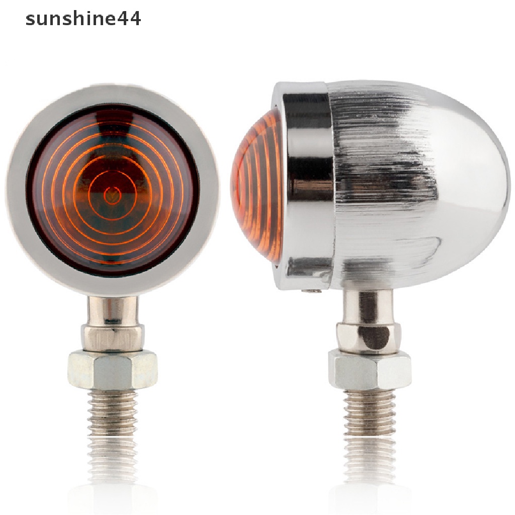 Sunshine 2PCS Hitam Lampu Indikator Sein Sepeda Motor Amber Lampu Blinker Headlight 12v Indicator lamp Peluru Chrome ID