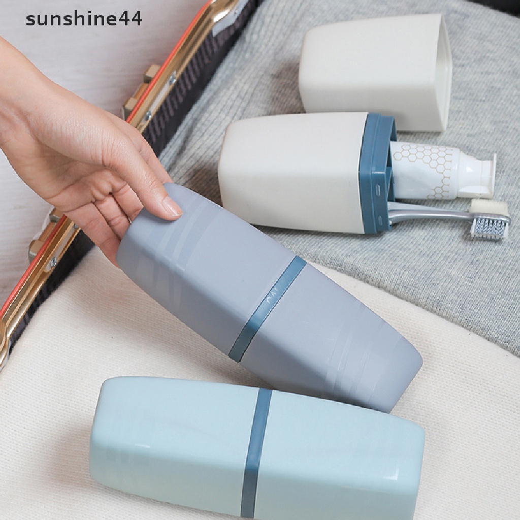 Sunshine Portable Wash Cup Toothbrush Cup Gelas Kumur Gelas Sikat Gigi Set Rumah Tangga Tooth Cylinder Cup Toothbrush Toothpaste Kotak Penyimpanan ID