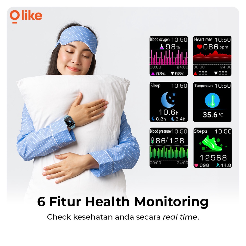 Olike W11 Smartwatch Jam Tangan Pria / Wanita Full Screen Health Monitoring Sport Mode - Garansi Resmi 1 Tahun