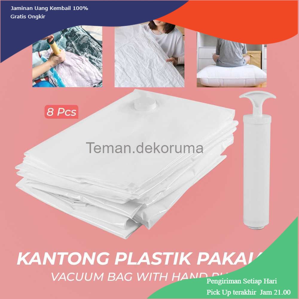 TD - ART WHISM Kantong Plastik Pakaian Vacuum Bag 8 PCS with Hand Pump - WH021