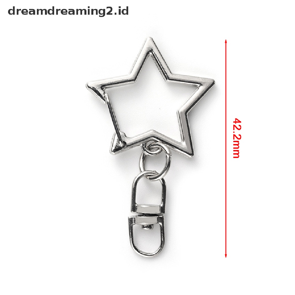 (hot) 10 Pcs Bintang Pentagram Berongga Gantungan Kunci Key Ring DIY Aksesoris Lobster Clasp//