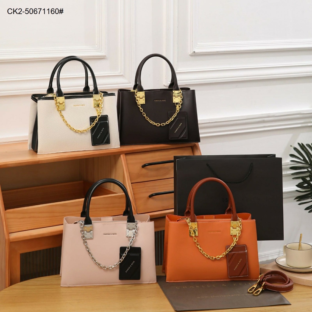 Kr Tas Wanita Top Handle CK2-50671160 New Structured Bag Semi Platinum Paperbag