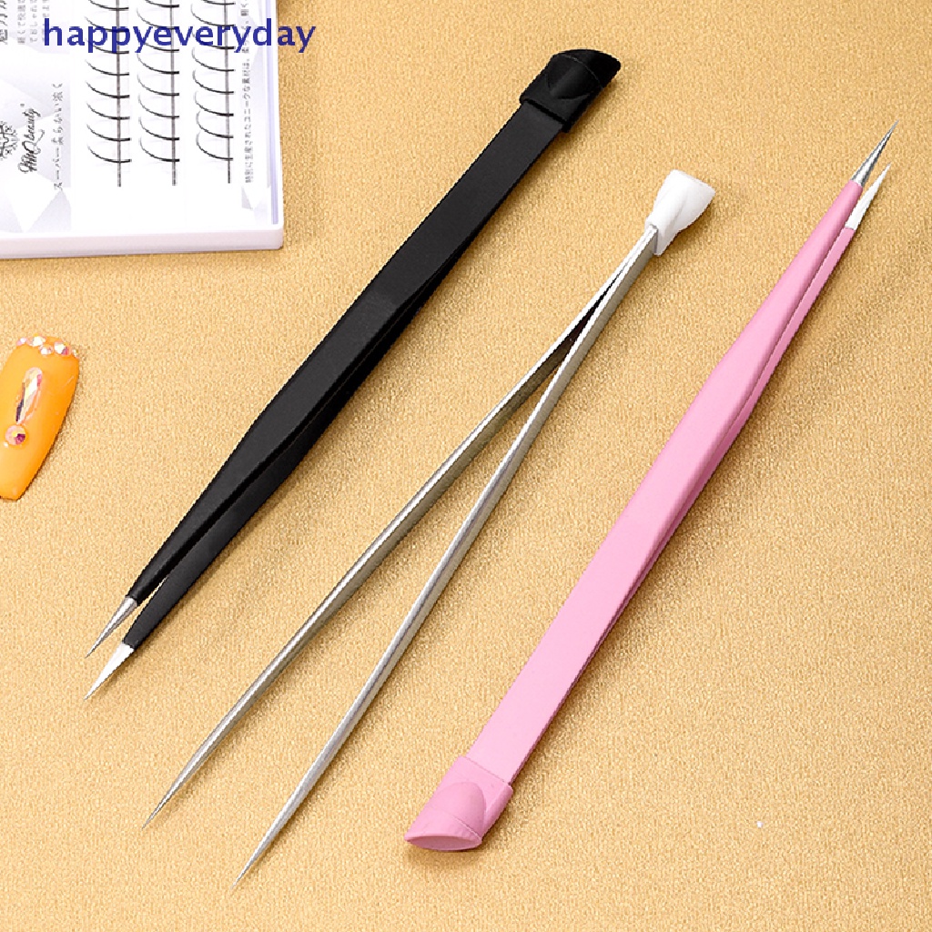 [happy] Pinset Kuku 3D Rhinestones Picker Nail Art Tools Dengan Kepala Penekan Silikon [ID]