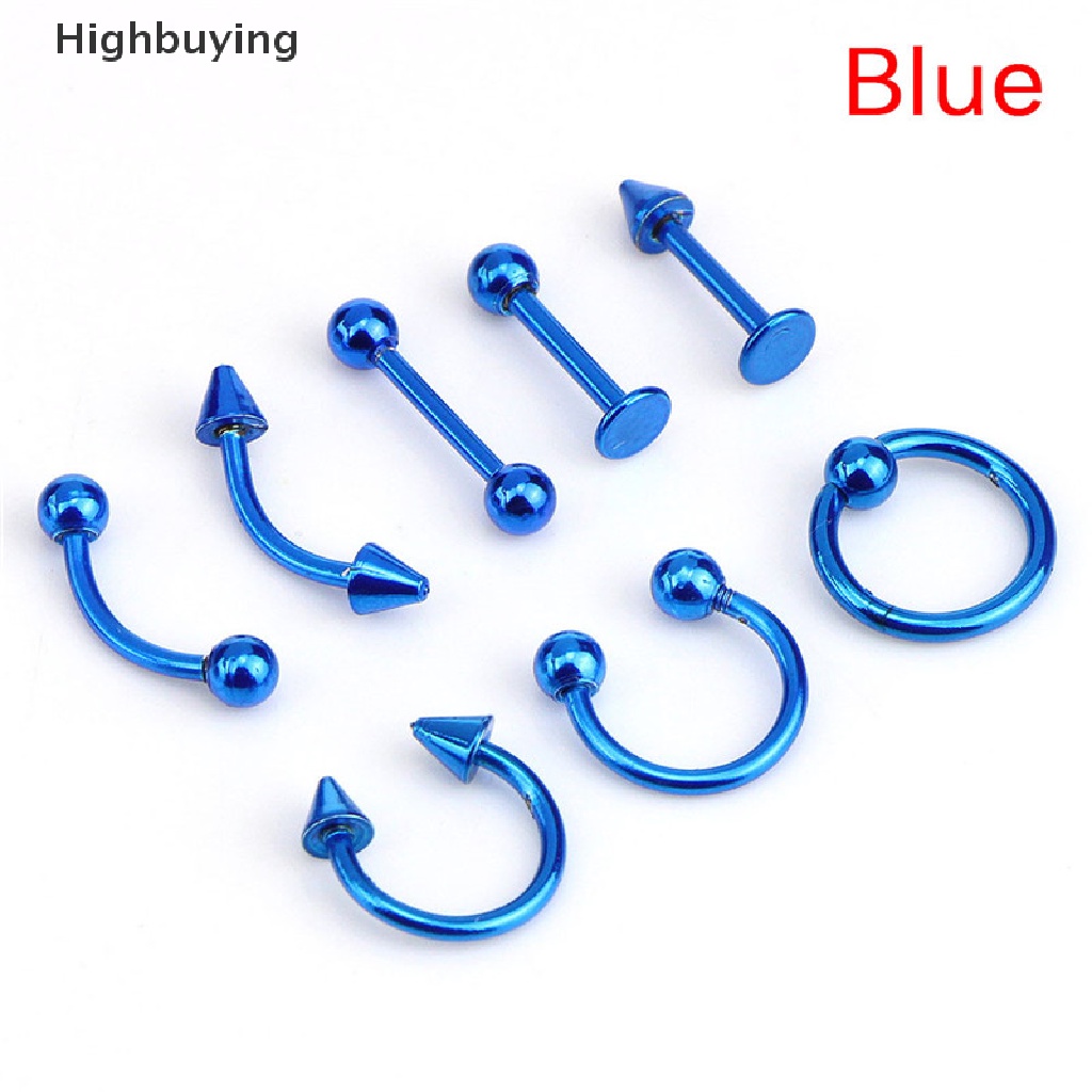 Hbid Campur 8PCS 16G Stainless Steel Helix Perhiasan Telinga Alis Hidung Bibir Rings Glory