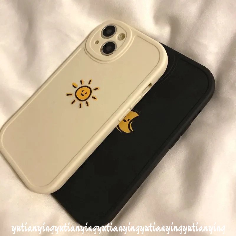 Soft Couple Tpu Case Infinix Hot 10S 10T 9 10 Play 11 11S Note 8 Smart 6 5 Cartoon Simple The Moon Sun Couples Soft Case Cover