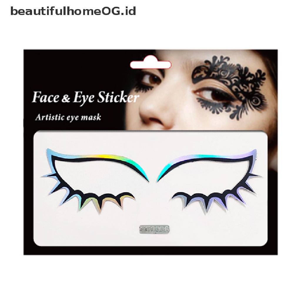 // Kecantikan// 1pasang Stiker Makeup Renda Wajah Eyeliner Laser Untuk Festival Karnaval Mata Decal **