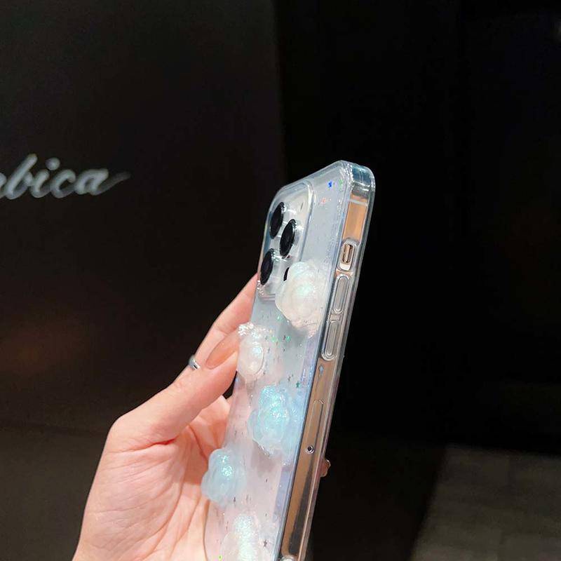 Casing 3D Epoxy Awan Warna-Warni Untuk iPhone 14 13 12 11 Pro MAX Plus Mini Bening Lembut TPU Cover Skin Untuk iPhone X XS MAX XR 7 8 Plus SE 2022 2020 14Plus 13Mini 12Mini
