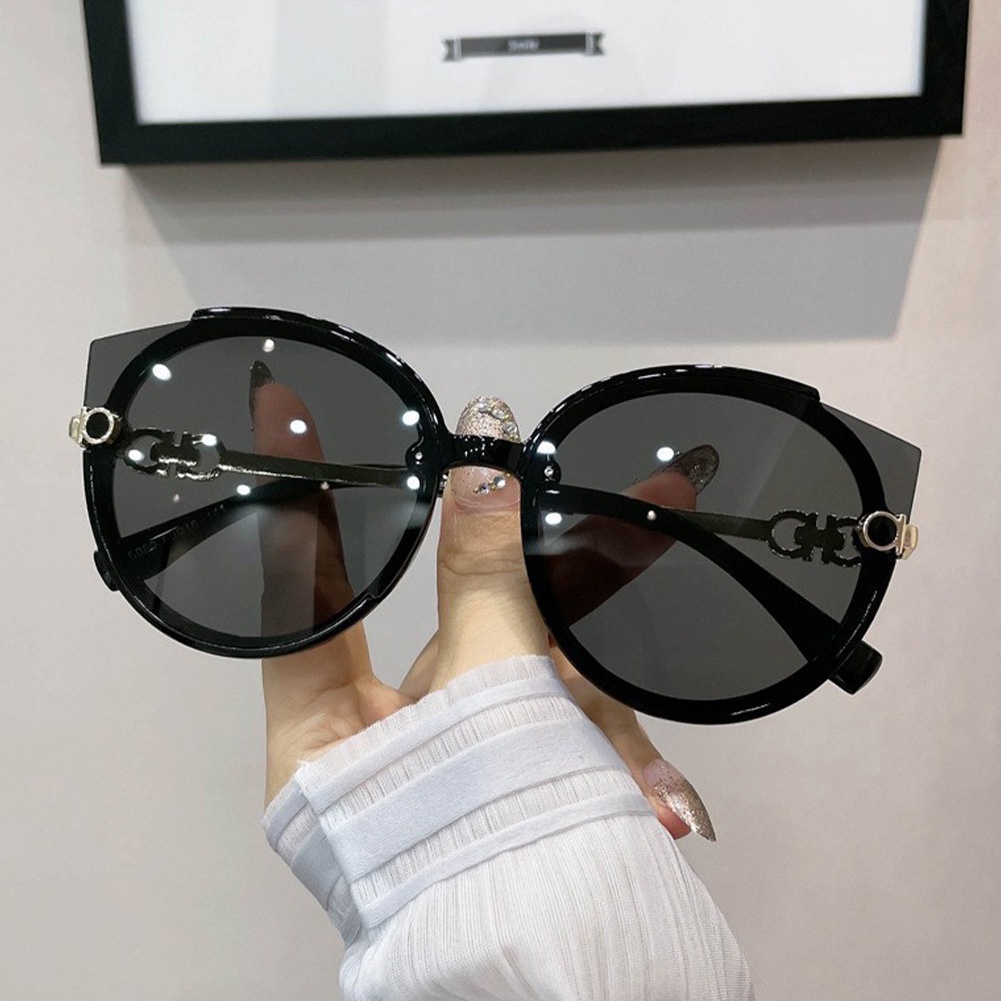 Korea Unisex Kacamata UV400 Mata Kucing Bulat Tanpa Bingkai Kacamata Wanita Anti-Reflective Vintage Shades