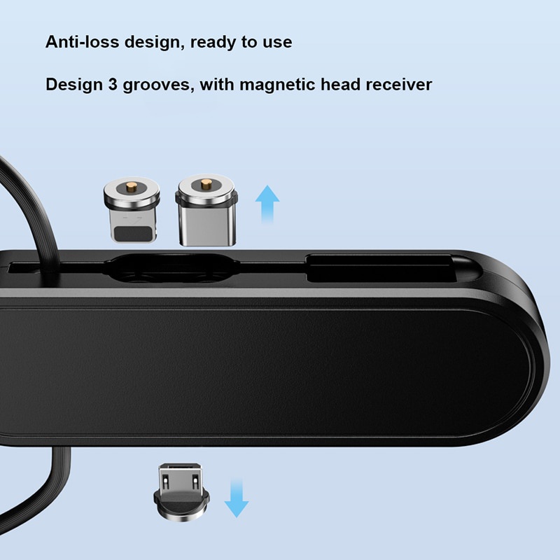 Kabel USB Magnetik 3-in-1 Portabel Dengan Penyimpanan Kotak Colokan Magnetik Untuk iPhone Huawei