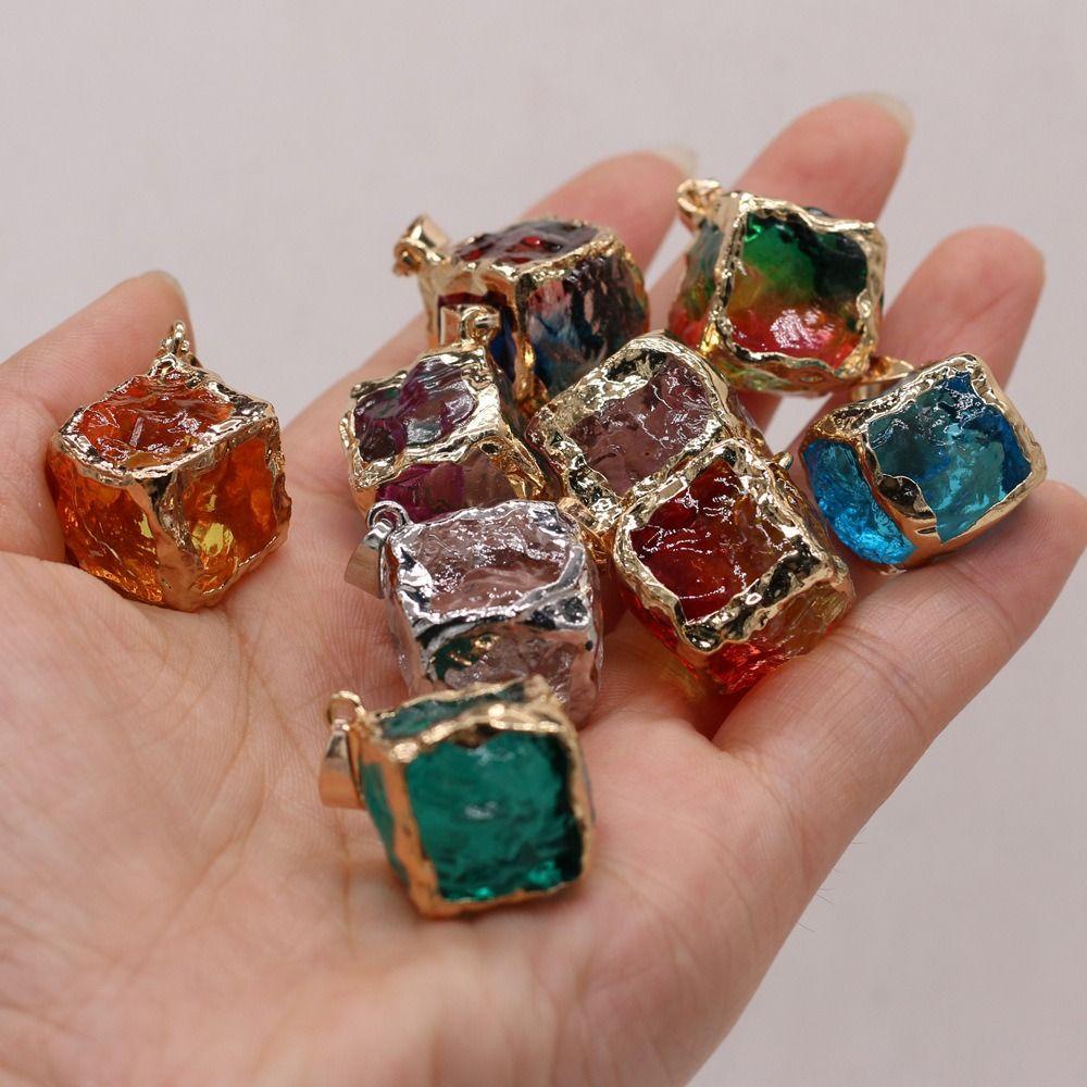 Needway Liontin Kristal Alami Elegan Sederhana Kalung DIY Anting Temuan Perhiasan Electroplate Color Quartz