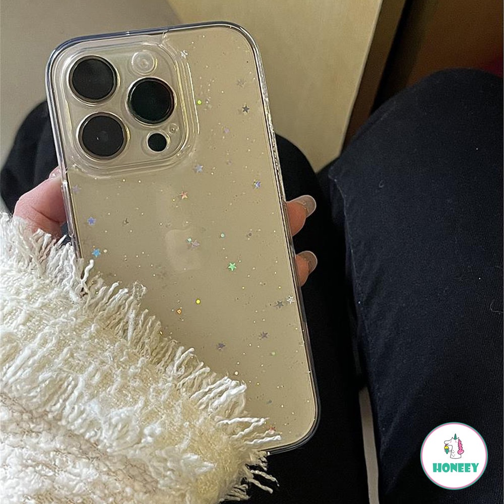 IPHONE Casing Bening Glitter Mewah Untuk Iphone13 14 11 12 Pro 12 X XR XS Max SE 7 8 Plus Cover Silikon Ponsel Transparan Lembut