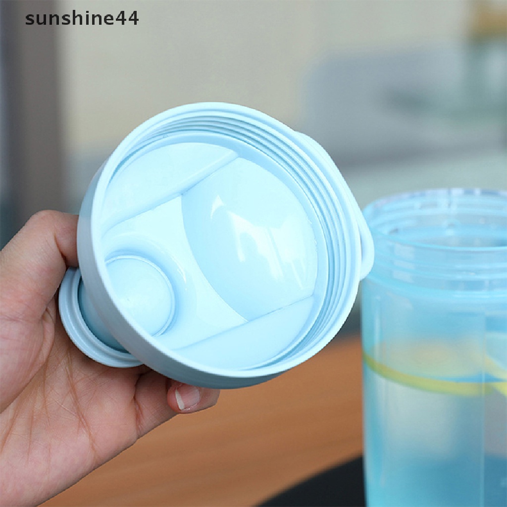 Sunshine Botol Pengocok Bubuk Portabel Botol Air Anti Bocor Untuk Gym Fitness Training Sport Mixing Cup Dengan Skala ID