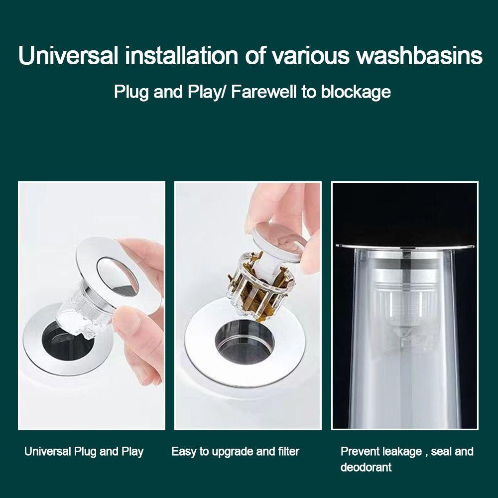 POPULAR Populer 2pcs Pop Up Drain Filter Aksesoris Hardware Wastafel Barth Tub Penggantian Clack Plug Baut Penangkap Rambut Wastafel Bounce Core