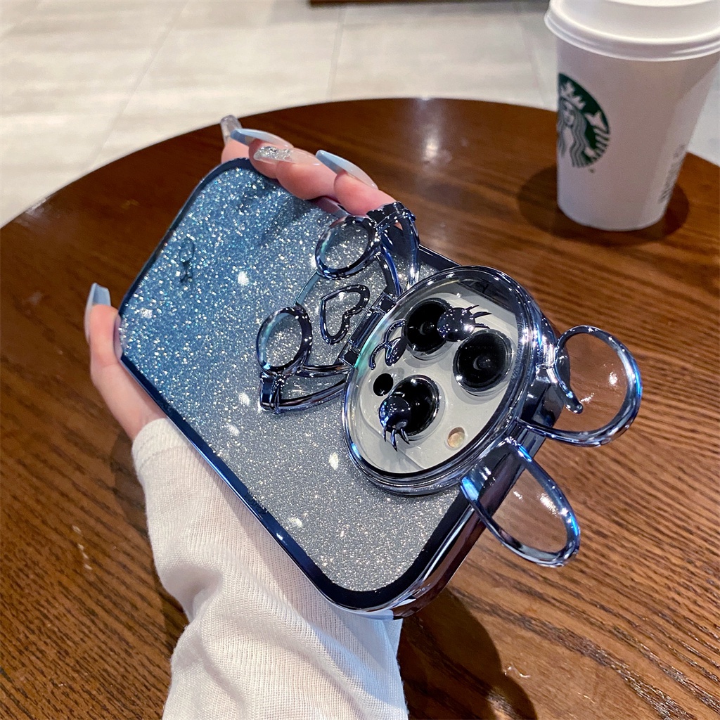 Pelindung Kamera Lucu Lensa case iPhone 14 pro max case iPhone 12 13 pro max 11 pro max 14plus Tali Estetik Kedip 3D Kelinci shock protection TPU soft back cover