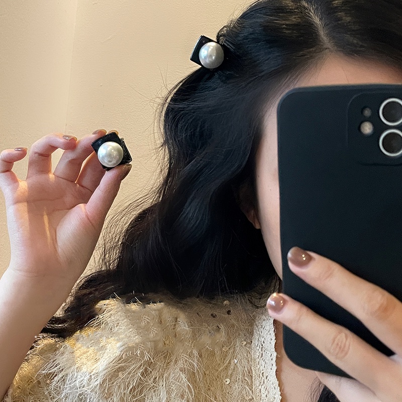 Papaozhu 1PC Korea Kecil Lucu Persegi Mutiara Rambut Mengepang Cakar Klip Untuk Wanita Perempuan Ins Trendi Bobby Pin Indah Jepit Rambut Fashion Aksesoris Rambut