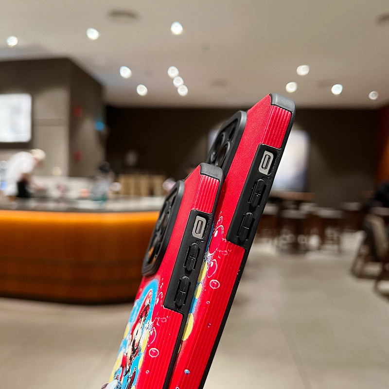 【Lamb Skin】So Cute Red Papw Mario Leather Soft Case for IPhone 7 Plus 8 Plus X XS XR XS Max 11 13 12 14 PRO Max 14 Plus for Girl Women's Gift Missconnie Casing hp iPhone 11 Pro Max