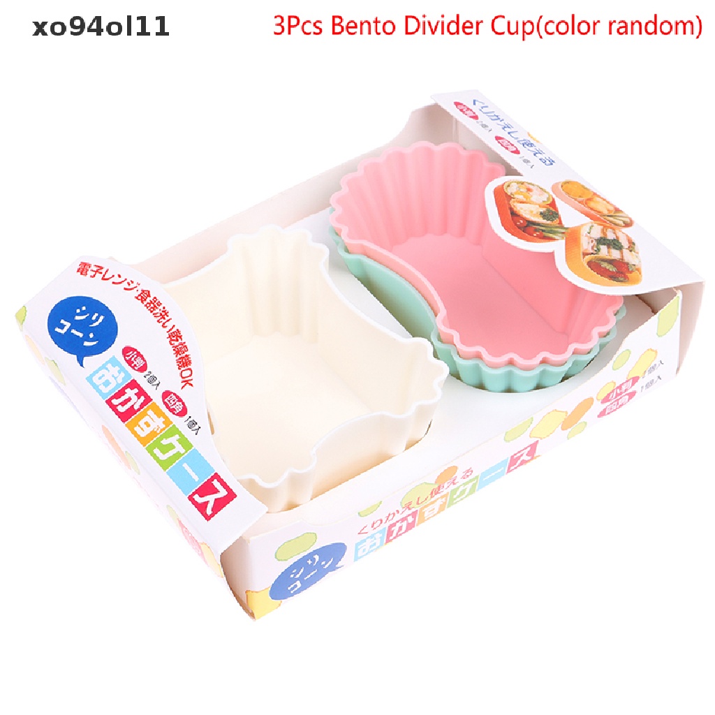 Xo 3Pcs Bento Divider Cup Liner Kotak Makan Makanan Lembut Silikon Onigiri Aksesoris OL