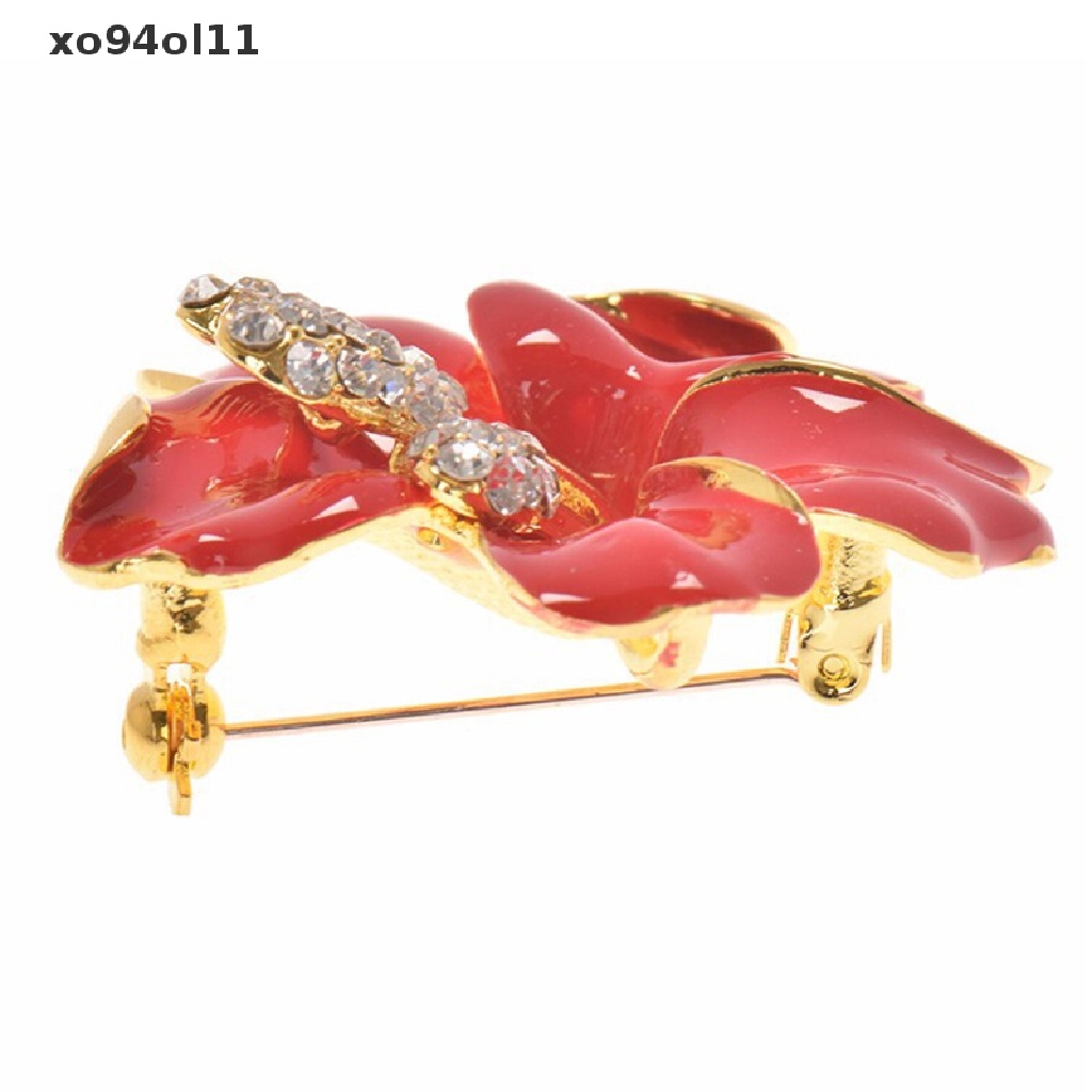 Xo Wanita Fashion Pesona Enamel Bros Berlian Imitasi Kristal Lily Bunga Bros Pin OL