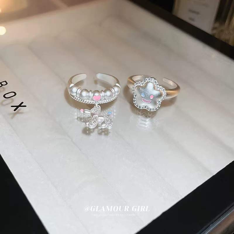 Cincin Anjing Fashion Berlian Imitasi Bahan Alloy Untuk Wanita